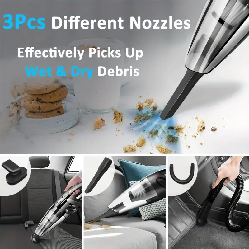 Mini Cordless Handheld Vacuum Cleaner | Powerful Suction for Pet Hair, Dust, Crumbs & Small Messes | Perfect for Home & Car Cleaning | Lightweight, Portable & Wireless with Multiple Attachments | Quick Clean Anytime Anywhere