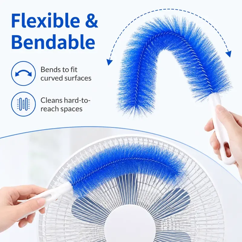 Fan cleaning brush, dust removal brush, cleaning brush, bendable microfiber head, reusable dust collector, washable, suitable for ceiling fan blades