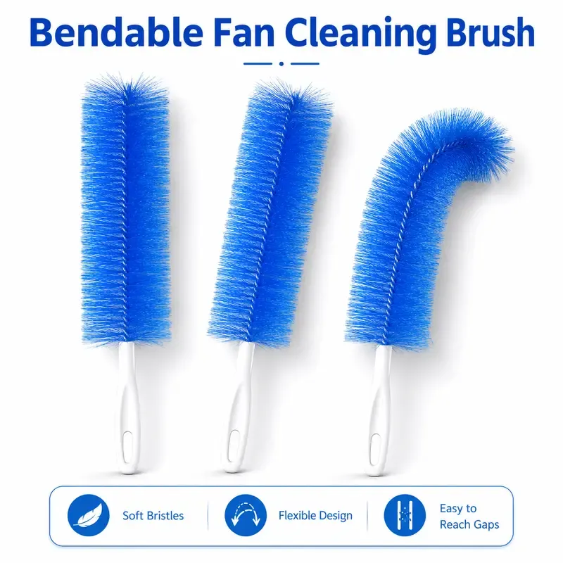 Fan cleaning brush, dust removal brush, cleaning brush, bendable microfiber head, reusable dust collector, washable, suitable for ceiling fan blades
