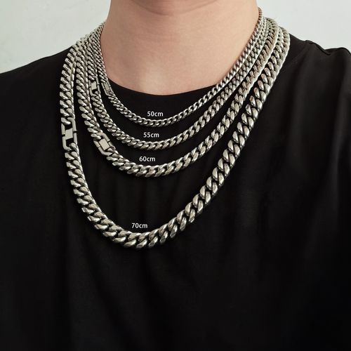 Thick Stainless Steel Chain Unisex Hip Hop Style Double Cuban Chains Fashion Titanium Female Unisex Chains Necklaces