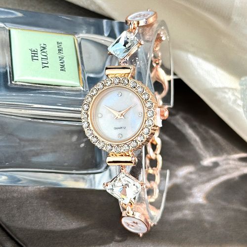 Rhinestone Letter Chain Bracelet Women's Watch