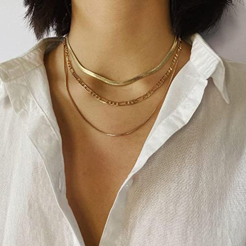 Trendy Layered Gold Necklaces For Women 18k Gold Plated Stainless Steel Snake Chain Choker Necklace Jewelry