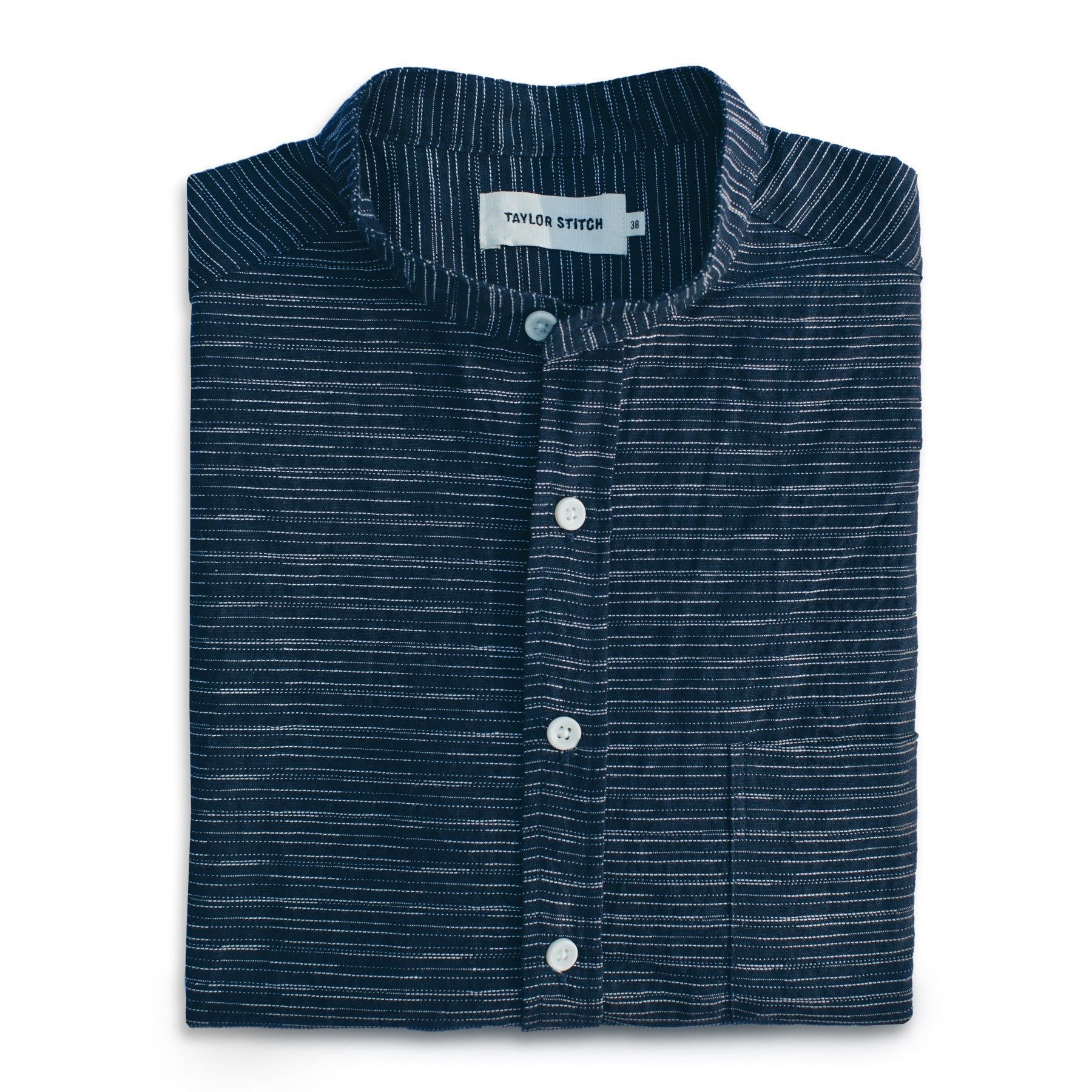 The Short Sleeve Bandit in Navy Slub Stripe