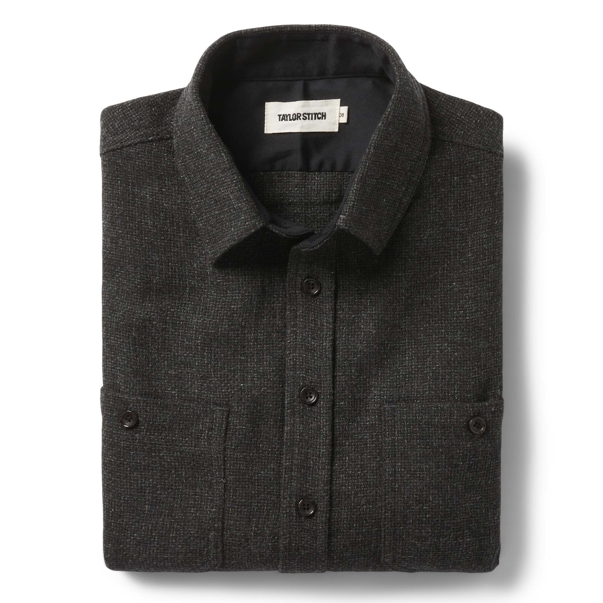 The Service Shirt in Olive Melange Wool