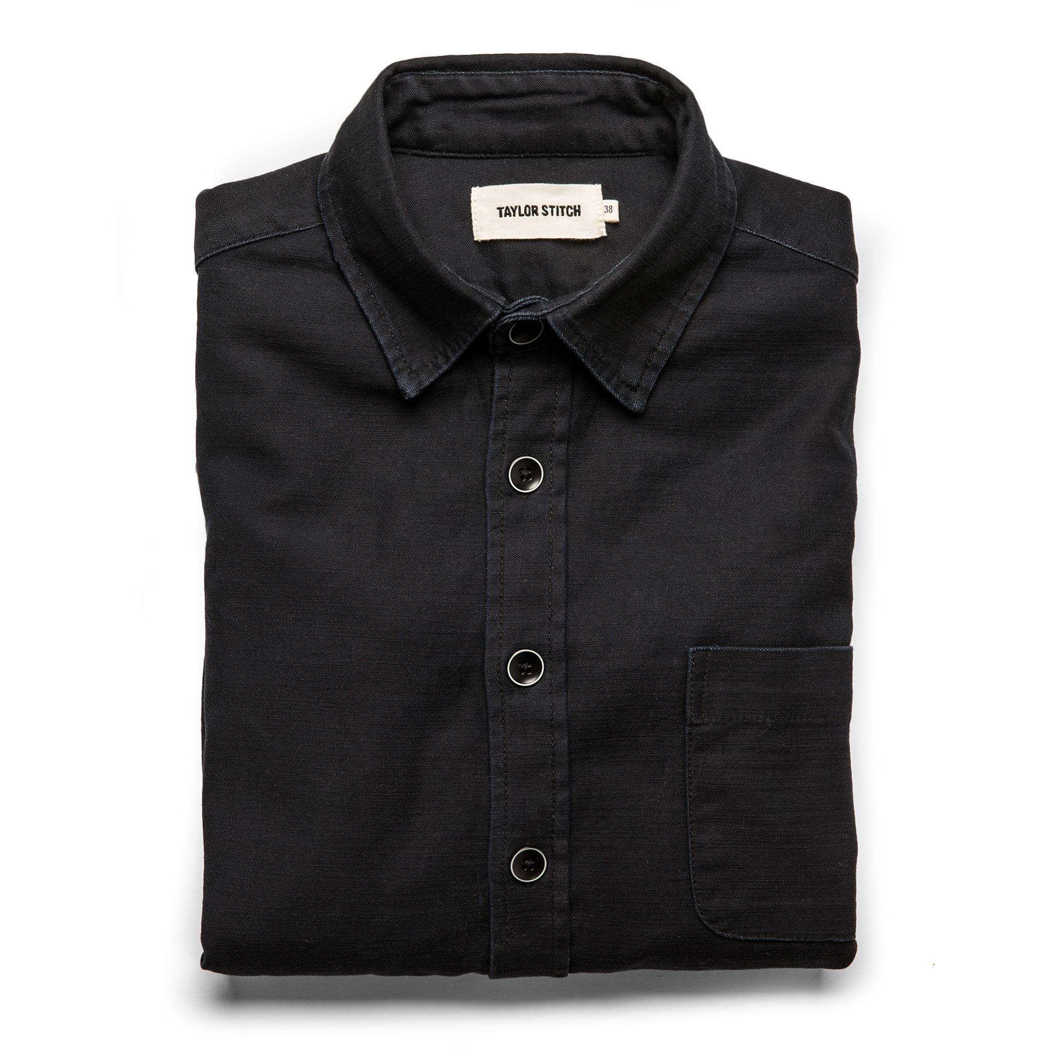 The Mechanic Shirt in Black Reverse Sateen