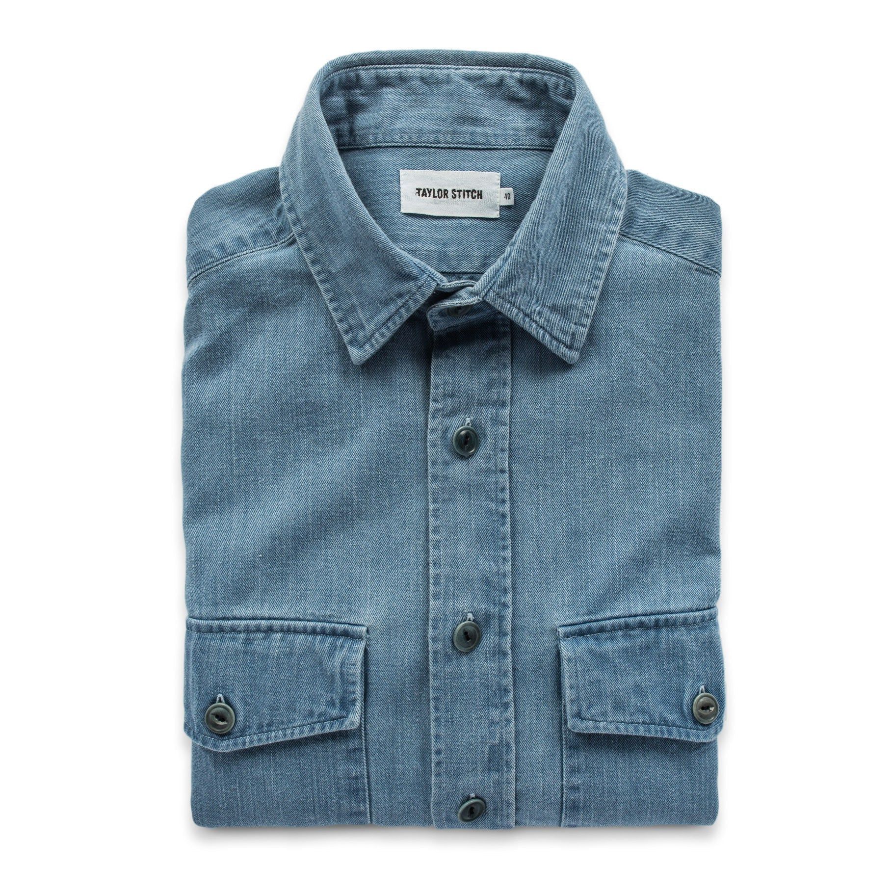 The Maritime Shirt Jacket in Sun Bleached Indigo