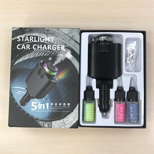 5 in 1 Car Charger USB C PD Super Fast Charging Car Aromatherapy Spray Starry Top Mobile Phone Starlight Retractable Car Charger