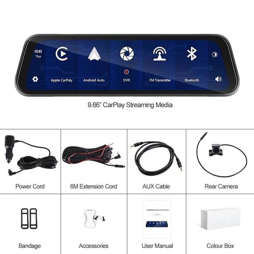 Full Hd Drive Recorder Stream Dash Camera RearView Mirror DVR with Carplay Android Auto Mirror Link