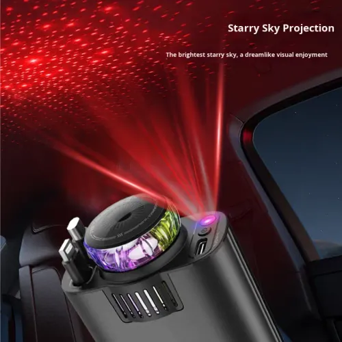 5 in 1 Car Charger USB C PD Super Fast Charging Car Aromatherapy Spray Starry Top Mobile Phone Starlight Retractable Car Charger