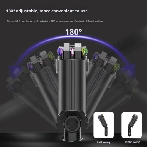 5 in 1 Car Charger USB C PD Super Fast Charging Car Aromatherapy Spray Starry Top Mobile Phone Starlight Retractable Car Charger
