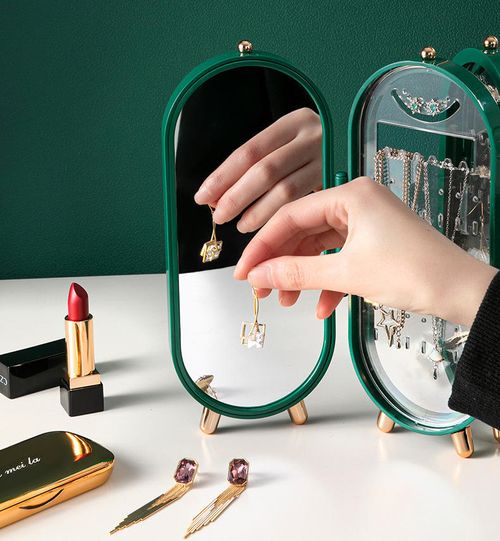 Lightweight Deluxe Jewelry Organizer Jewelry Desktop Dustproof Folding Jewelry Box Display Stand Dustproof Necklace Organizer