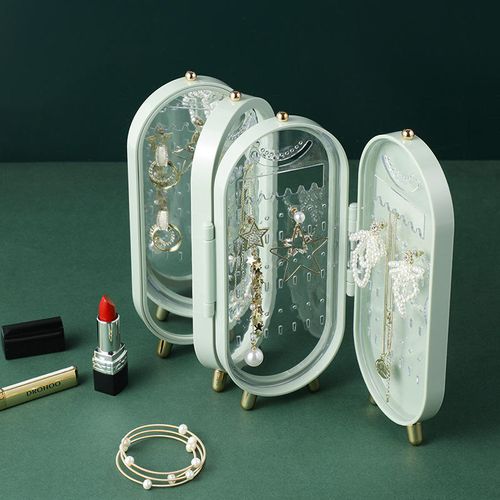 Lightweight Deluxe Jewelry Organizer Jewelry Desktop Dustproof Folding Jewelry Box Display Stand Dustproof Necklace Organizer