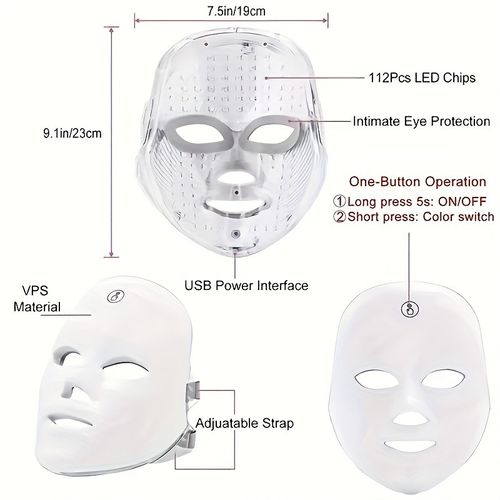Silicone LED Photon Facial Mask – Infrared Anti-Aging & Acne Treatment for Home Use