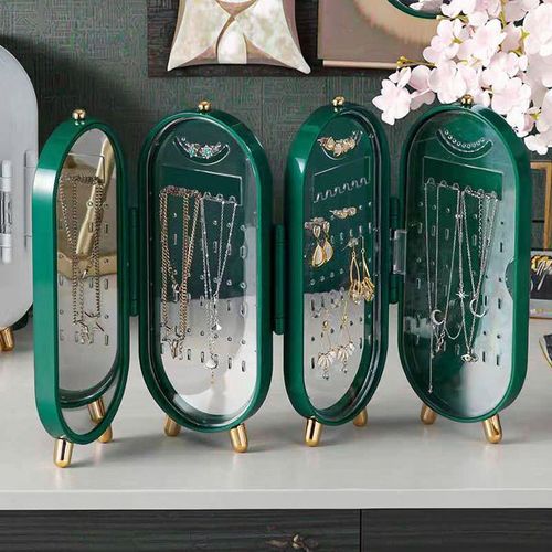 Lightweight Deluxe Jewelry Organizer Jewelry Desktop Dustproof Folding Jewelry Box Display Stand Dustproof Necklace Organizer