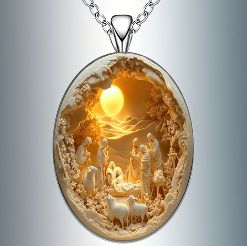 Catholic Necklace Alloy Glass Necklace for Daily Wear and Special Occasions