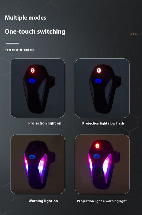 New car taillight LED warning light rechargeable outdoor riding light bicycle pattern projection taillight