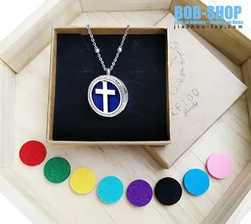 Fashion Jewelry Stainless Steel Cross Aroma Necklace Charm Pendant for Men and Women