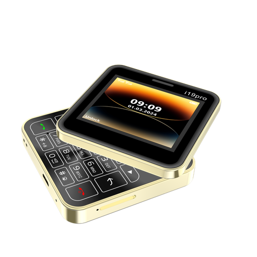 New i19 professional square slide button mini cell phone 2.4 inch dual sim card 2G GSM camera FM bluetooth unlocked small cell phone