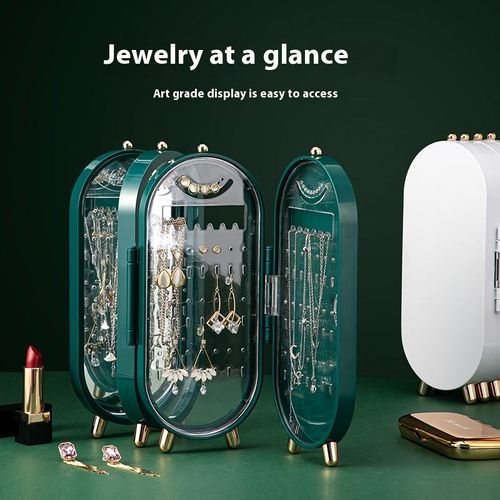 Lightweight Deluxe Jewelry Organizer Jewelry Desktop Dustproof Folding Jewelry Box Display Stand Dustproof Necklace Organizer