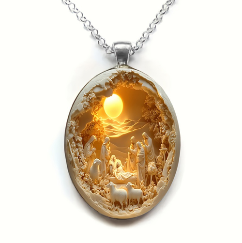 Catholic Necklace Alloy Glass Necklace for Daily Wear and Special Occasions