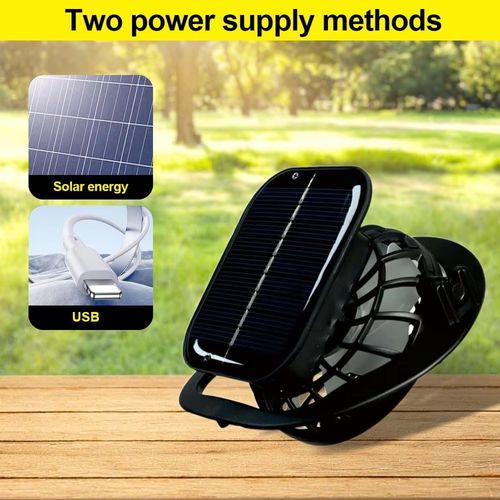 dual USB solar rechargeable fan summer outdoor sunscreen different camouflage wide brim polyester sun hat strap made of nylon