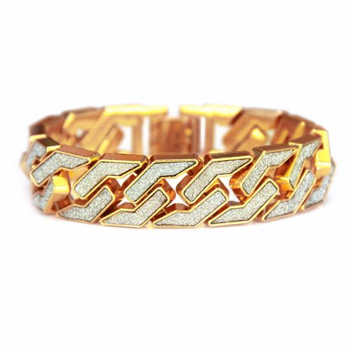 Hip-Hop Trendy Gold Bracelet for Men Geometric Alloy Glitter