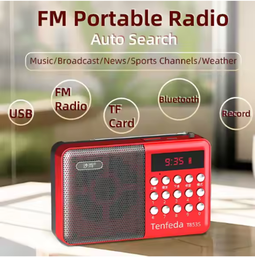 Fm Radio Rechargeable USB Portable TF Card Bluetooth Antena