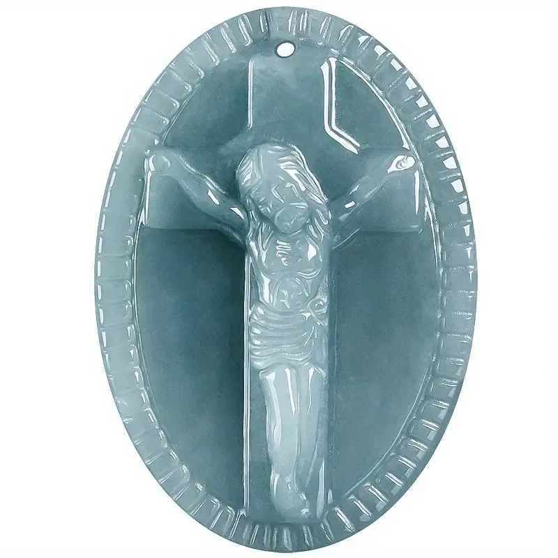 Genuine natural A-grade jadeite blue water cross