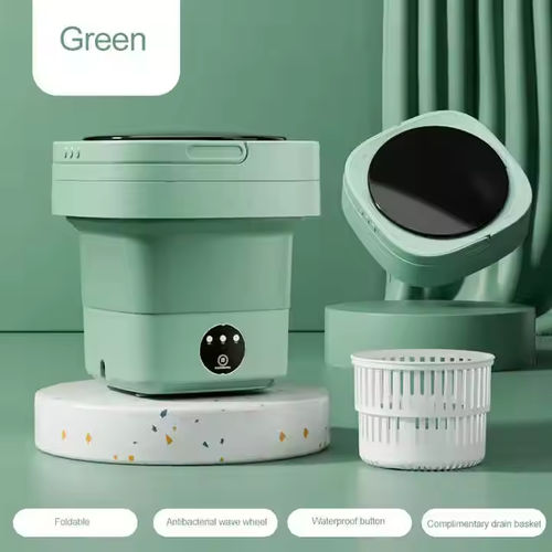 Portable Foldable Mini Washer: Drain Basket, Touch Control