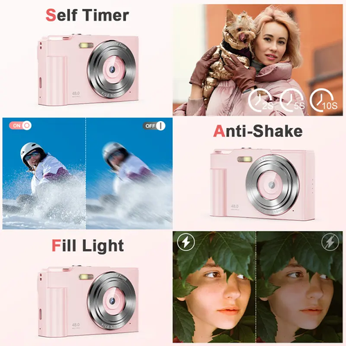 RIVGOT FHD 1080P Digital Camera with 32G SD Card, USB Charging 16X Digital Zoom Camera, Portable Mini Camera for Teenagers Students Boys Girls, Point and Shoot Camera for Gifts, Teen Girl Gifts, Tech Gadgets, Gifts For Girlfriend