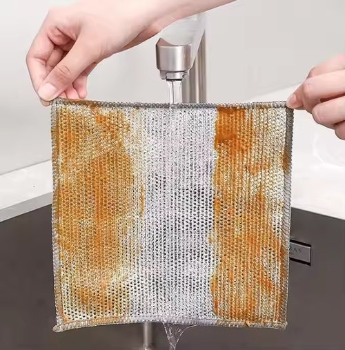 Multi - Use Silver Mesh Scrubber: Easy - Clean & Long - Lasting（(20*20cm) 20 pieces per bag）