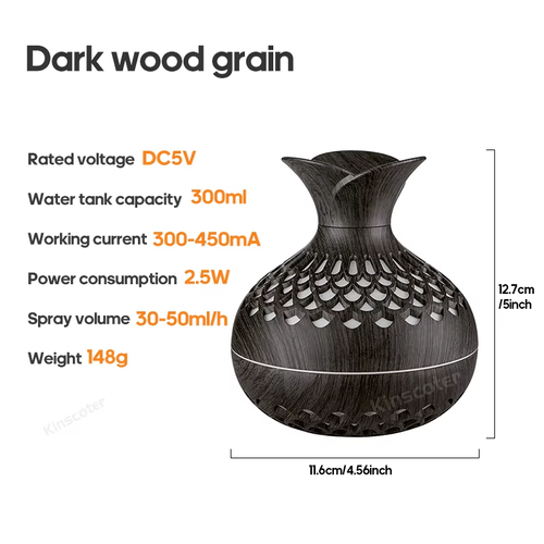 Luxury Flower - Shaped Humidifier: Large Mist, Ultra - Quiet, 7 - Color LED Lights & Stylish Wooden Texture