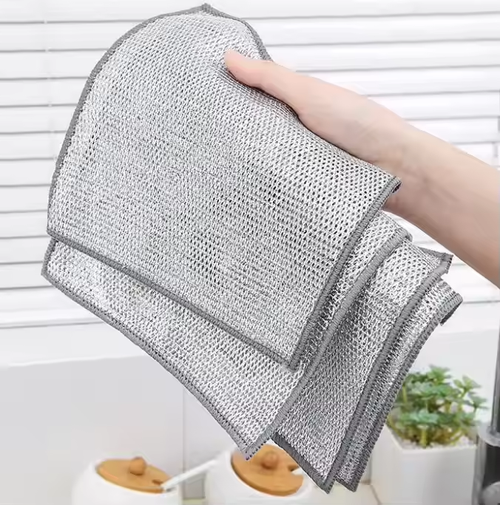 Multi - Use Silver Mesh Scrubber: Easy - Clean & Long - Lasting（(20*20cm) 20 pieces per bag）