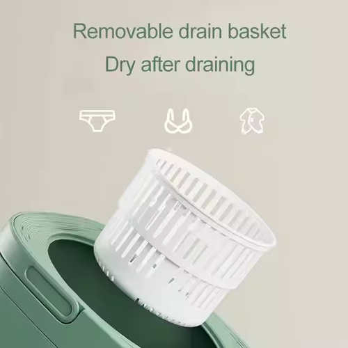 Portable Foldable Mini Washer: Drain Basket, Touch Control