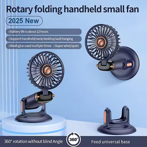 🌟2025 New Swivel Folding Handheld Fan – 4-in-1 Mode, 12H Battery, Quiet Cooling!🌬️