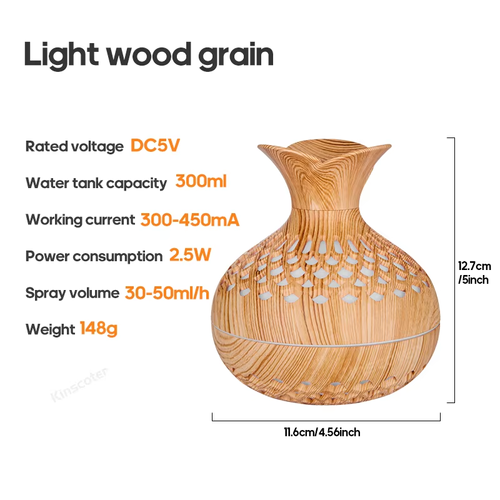 Luxury Flower - Shaped Humidifier: Large Mist, Ultra - Quiet, 7 - Color LED Lights & Stylish Wooden Texture