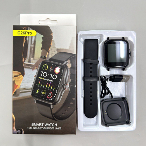 C26Pro All-in-One Smart Watch: 2 Straps + Charger, Multi-Function Health & Fitness Tracker