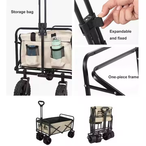 150L 140kg Foldable Wagon | All-Steel Frame | 360° All-Terrain Wheels | One-Second Fold | Camping & Home
