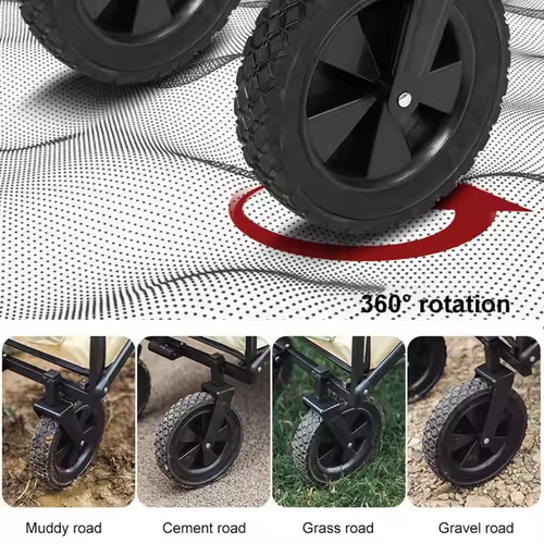 150L 140kg Foldable Wagon | All-Steel Frame | 360° All-Terrain Wheels | One-Second Fold | Camping & Home