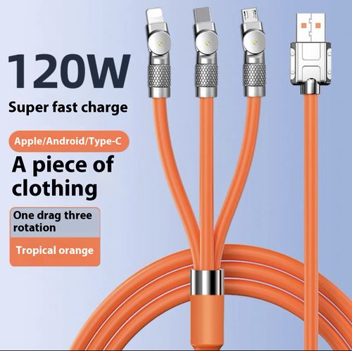 120W 3 - in - 1 Rotatable Charging Cable