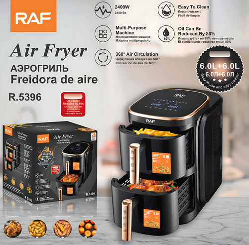 RAF European standard double-layer air fryer 6L + 6L large capacity pot home multi-function intelligent no oil no smoke air fryer