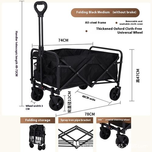 150L 140kg Foldable Wagon | All-Steel Frame | 360° All-Terrain Wheels | One-Second Fold | Camping & Home