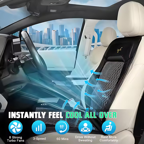 8 - Turbo Fan Car Cooling Seat Cushion: 3D Ice - Silk, 99% Vehicle Fit