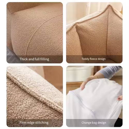 Teddy Fleece Sofa: Plush Removable Cover, Supportive Comfort
