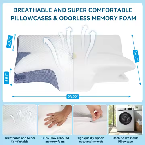 Ergonomic Cervical Pillow: Dual - Height, Breathable, Neck Pain Relief
