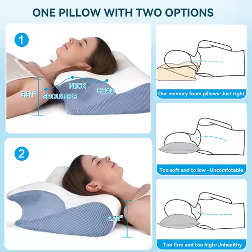 Ergonomic Cervical Pillow: Dual - Height, Breathable, Neck Pain Relief