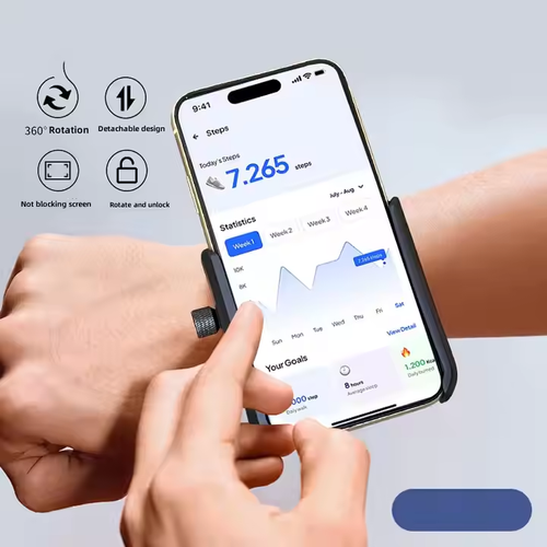 360° Rotatable Phone Wrist & Arm Mount – Secure Velcro Strap for Hands-Free Workouts & Daily Use
