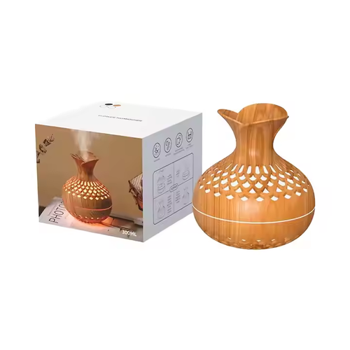 Luxury Flower - Shaped Humidifier: Large Mist, Ultra - Quiet, 7 - Color LED Lights & Stylish Wooden Texture