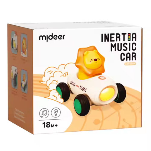 Mideer MD6295 Children's Car Animals Toy Music Inertia Baby Educational Toys Soft Rubber Car Toy