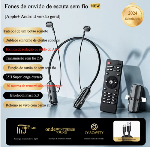 E900 Fone Bluetooth Sem Fio, Microfone Integrado, Monitoramento ao Vivo